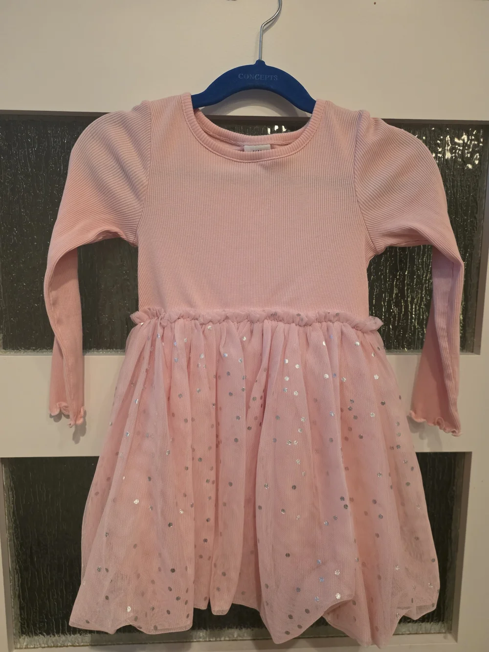 GAP Pink Long-Sleeve Sequin Tulle Dress